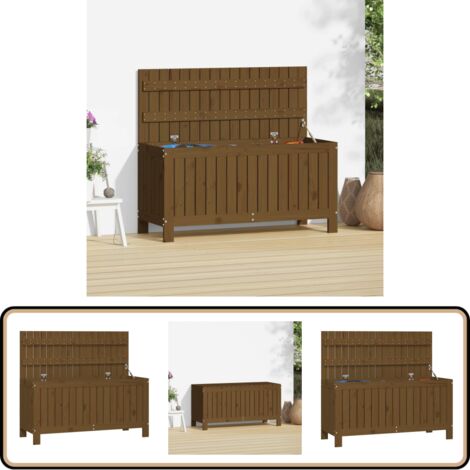 Gartentruhe Honigbraun 108x42,5x54 cm Massivholz Kiefer - Gartentruhe - Holztruhe - Gartenaufbewahrung - Outdoor Möbel - Kiefernholz