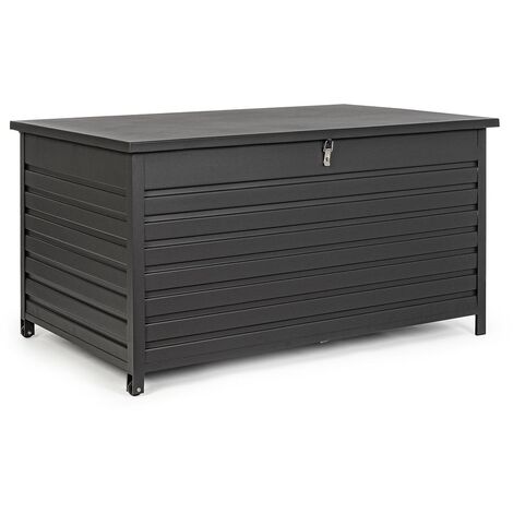 Gartentruhe Kissenbox aus pulverbeschichtetem Aluminium mit Rädern und Griff -Anthrazit