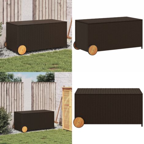 Gartentruhe mit Rollen Braun 190L Poly Rattan - Gartentruhe - Auflagenbox - Gartenmöbel - Outdoor Box - Lagerräume - Home & Living
