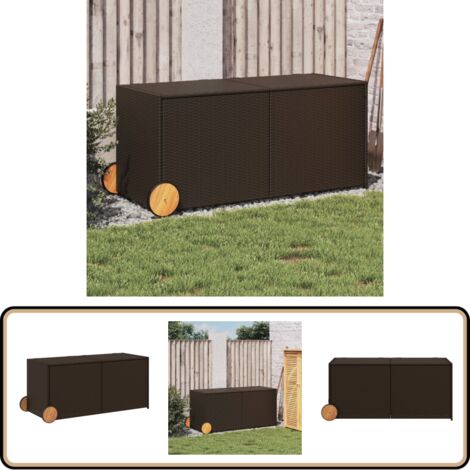 Gartentruhe mit Rollen Braun 283L Poly Rattan - Gartentruhe - Outdoor Box - Lagerräumung - Gartenorganisation - Wetterfest