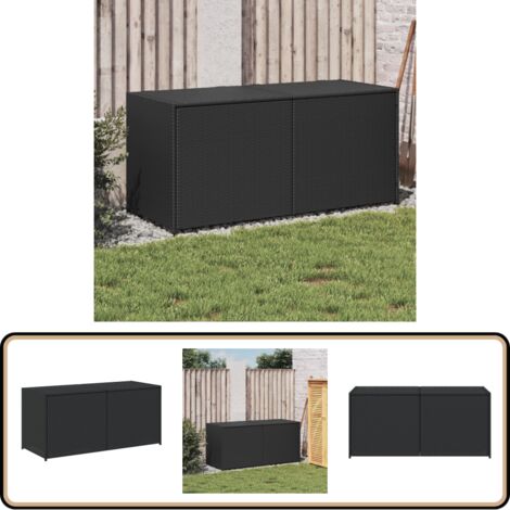 Gartentruhe Schwarz 283L Poly Rattan - Gartenbox - Auflagenbox - Outdoor Box - Gartenmöbel - Rattan Gartenmöbel