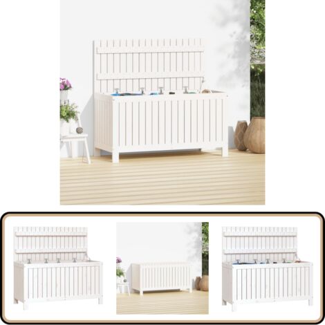 Gartentruhe Weiß 115x49x60 cm Massivholz Kiefer - Gartentruhe - Holzkiste - Gartenaufbewahrung - Kiefernholz Möbel - Outdoor Box