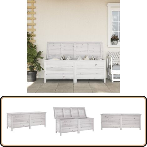 Gartentruhe Weiß 150x50x56,5 cm Massivholz Tanne - Holz Gartenbox - Tannenzapfen Box - Gartenaufbewahrung - Gartenkiste - Gartenmöbel