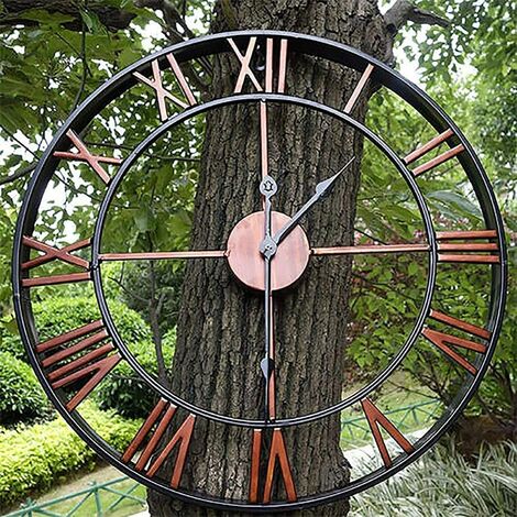 Gartenuhr Outdoor Garten Wanduhr Große römische Ziffer Gartenuhr Outdoor Eisenuhr Outdoor Uhr,40cm/16inch