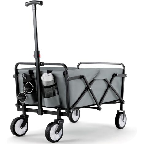 Gartenwagen Kinderwagen Faltbar Transportwagen Strandwagen max.60KG Verstellbarer Griff (Grau)