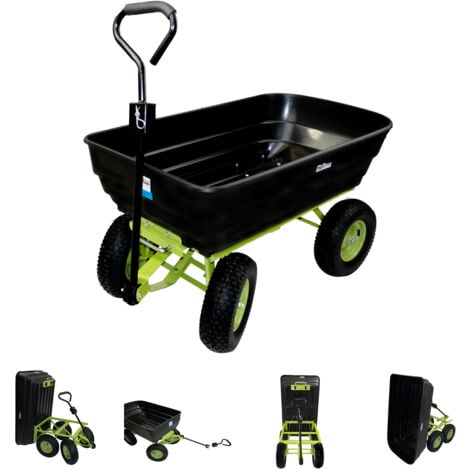 BAUMARKTPLUS Gartenwagen mit Kippfunktion 400kg 125 L mit Deichsel für Rasentraktor Quad oder Handgriff