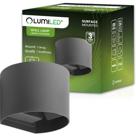 Gartenwandleuchte LED G9, verstellbar, runder oberer und unterer Teil, Graphit, PYXIS LUMILED