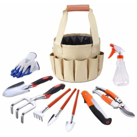 Gartenwerkzeugtasche, Leinentasche, Kombi-Set, Aluminiumlegierung, Schaufel, Gartenschere, Eimertasche