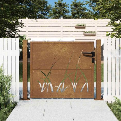 Gartenzaun 105x105 cm Corten-Stahl Grasdesign