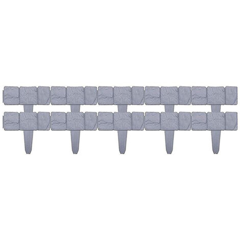Gartenzaun aus Kunststoff in Steinoptik – Rasen- und Beeteinfassung – 10er-Pack dekorative Paneele