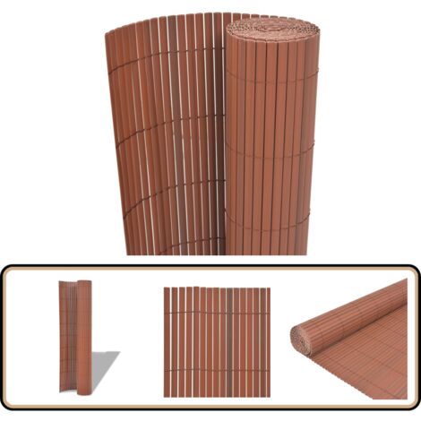 Gartenzaun Doppelseitig PVC 90 x 300 cm Braun - Gartenzaun - PVC-Zaun - Sichtschutz - Gartenabgrenzung - Balkonschutz