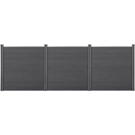 Gartenzaun Getafe WPC mit Pfosten 183x531 cm Grau neu.holz