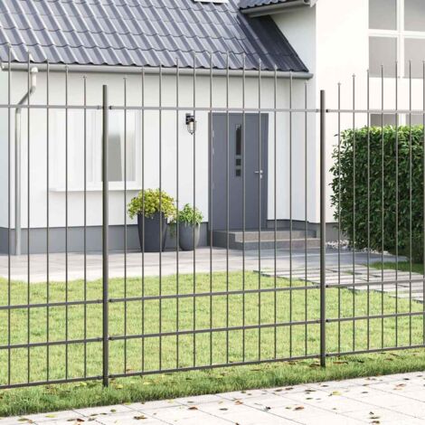 Gartenzaun Grau 170 x 200 cm Pulverbeschichteter Stahl vidaXL