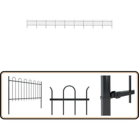 Gartenzaun mit Bügel-Design Stahl 15,3 x 1 m Schwarz - Gartenzaun - Stahltür - Metallzaun - Sicherheitszaun - Zierzaun