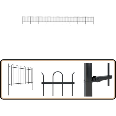 Gartenzaun mit Bügel-Design Stahl 15,3 x 1,2 m Schwarz - Gartenzaun - Stahlezaunt - Metallzaun - Zaun Schwarz - Zaunstäbe