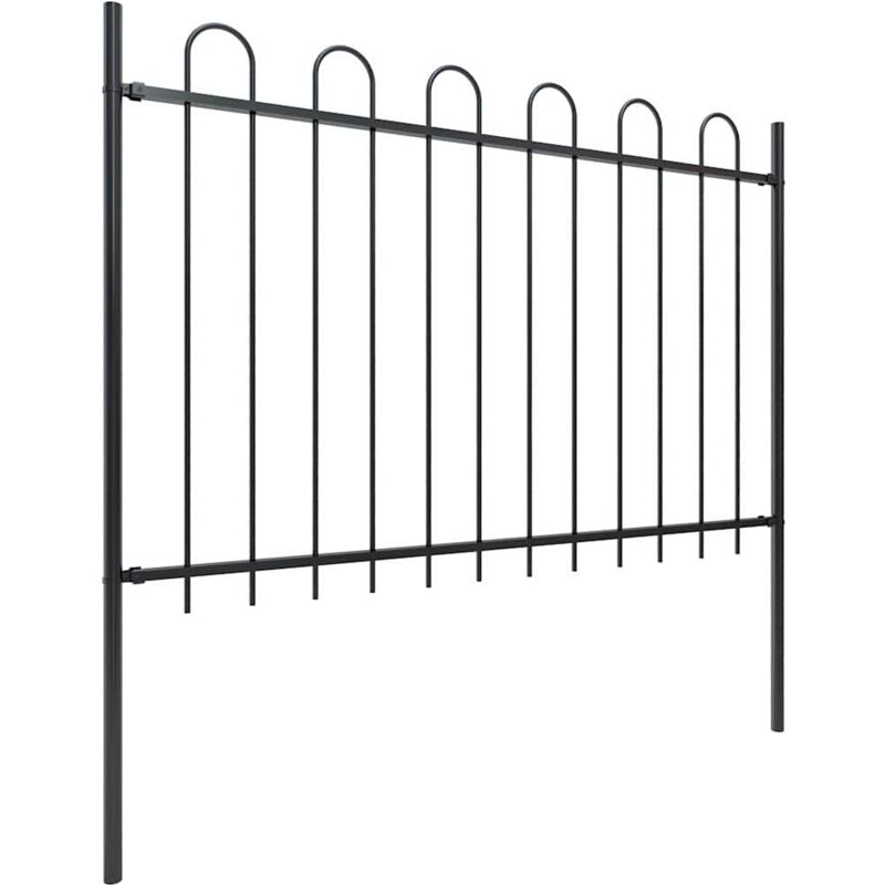 vidaXL Gartenzaun mit Bügel-Design Stahl 3,4x0,8m Metallzaun Schmuckzaun Zaun
