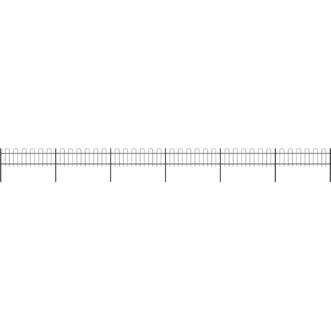 Gartenzaun mit Rundbogen Stahl 1070 x 60 cm Schwarz