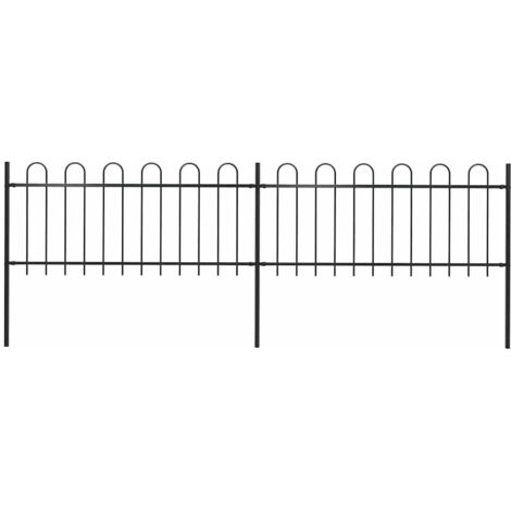 Gartenzaun mit Rundbogen Stahl 359 x 80 cm Schwarz
