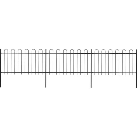 Gartenzaun mit Rundbogen Stahl 537 x 100 cm Schwarz