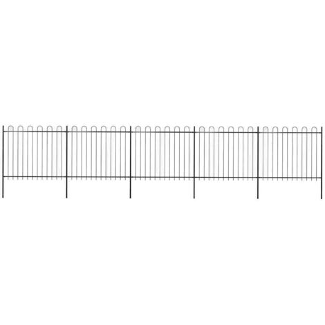 Gartenzaun mit Rundbogen Stahl 892,5 x 150 cm Schwarz