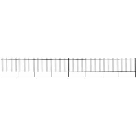 Gartenzaun mit Speerspitze Stahl 1426 x 150 cm Schwarz