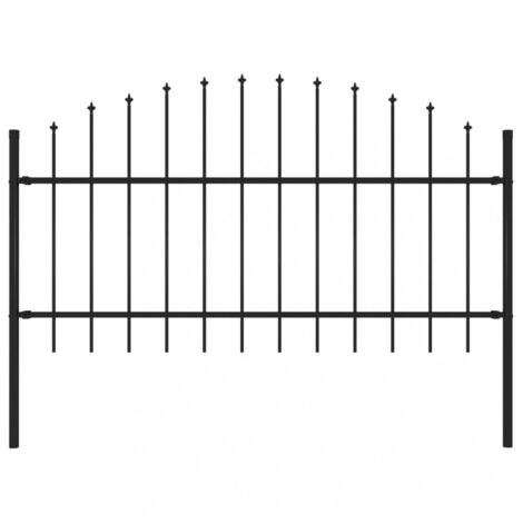 Gartenzaun mit Speerspitze Stahl 181 x 125 cm Schwarz vidaXL