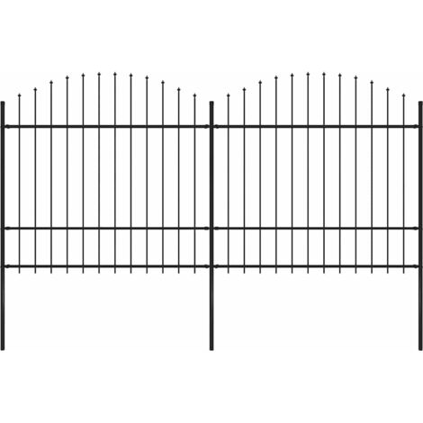 Gartenzaun mit Speerspitze Stahl 359 x 175 cm Schwarz
