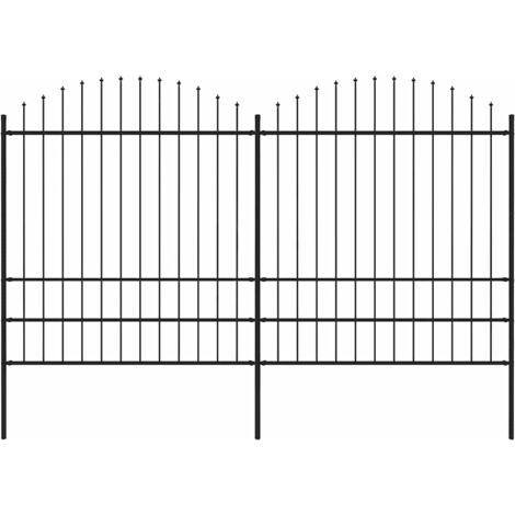 Gartenzaun mit Speerspitze Stahl 359 x 200 cm Schwarz