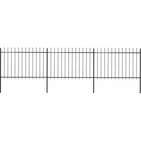 Gartenzaun mit Speerspitze Stahl 537 x 120 cm Schwarz