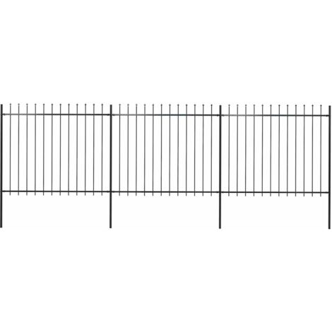 Gartenzaun mit Speerspitze Stahl 537 x 150 cm Schwarz