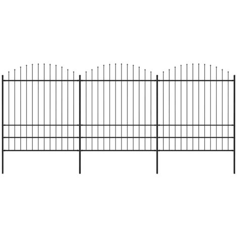 Gartenzaun mit Speerspitze Stahl 537 x 200 cm Schwarz