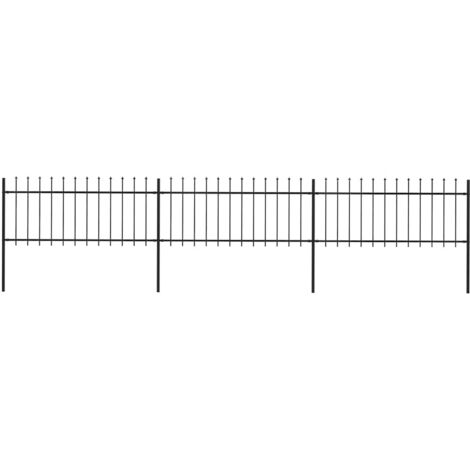 Gartenzaun mit Speerspitze Stahl 537 x 80 cm Schwarz