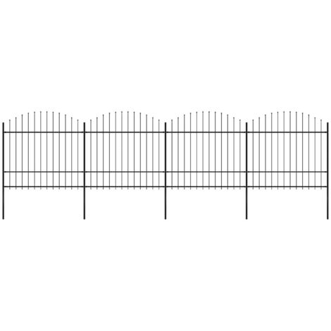 Gartenzaun mit Speerspitze Stahl 714,5 x 175 cm Schwarz