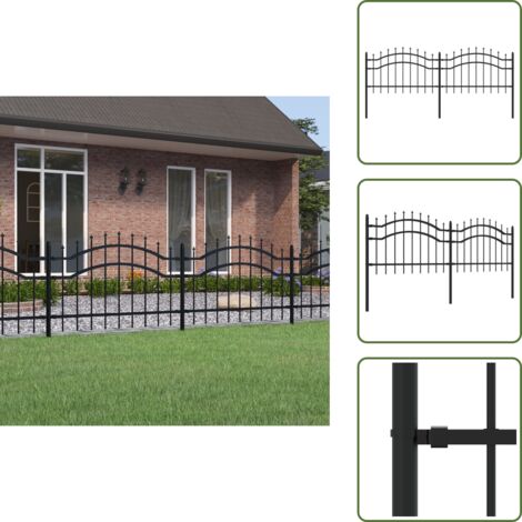 Gartenzaun mit Speerspitzen Schwarz 115 cm Stahl - Gartenzaun - Stahldrahtzaun - Sicherheitszaun - Zaunfeld - Terrassenabgrenzung