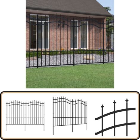 Gartenzaun mit Speerspitzen Schwarz 190 cm Stahl - Gartenzaun - Stahlezaunt - Metallzaun - Sicherheitszaun - Schwarz