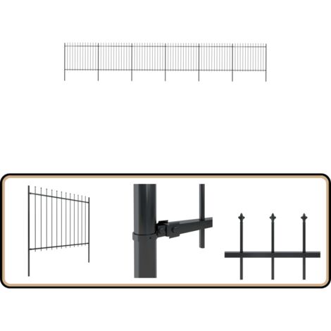 Gartenzaun mit Speerspitzen Stahl 10,2 x 1,5 m Schwarz - Gartenzaun - Stahllzaun - Metallzaun - Zierzaun - Sicherheitszaun