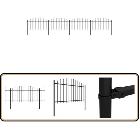 Gartenzaun mit Speerspitzen Stahl (1,25 - 1,5) x 6,8 m Schwarz - Gartenzaun - Stahlezaunt - Metallzaun - Zaun Schwarz - Sicherheitszaun