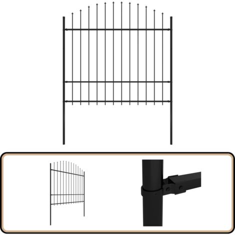 Gartenzaun mit Speerspitzen Stahl (1,5 - 1,75) x 1,7 m Schwarz - Gartenzaun - Stahlezaunt - Metallzaun - Zaunelement - Gartenabgrenzung