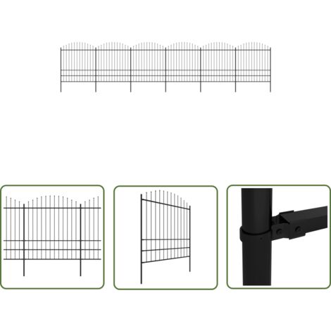 Gartenzaun Schwarz - vidaXL Gartenzaun mit Speerspitze Stahl 1070 x 200 cm Schwarz - Gartenzaun 10.2 m