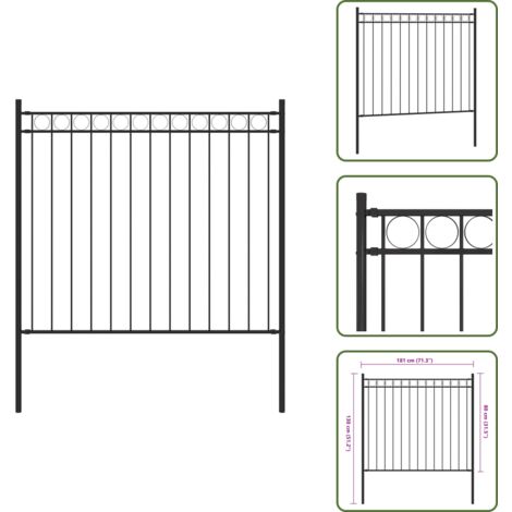 Gartenzaun Stahl 1,7x0,8 m Schwarz - Gartenzaun - Stahlezaunt - Metallzaun - Zaunfeld - Gartenabtrennung