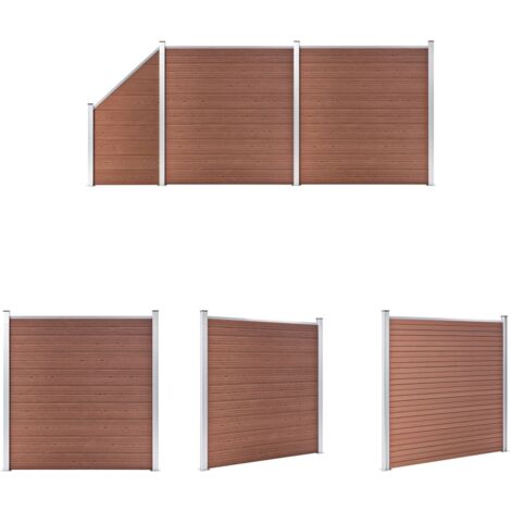 Gartenzaun - vidaXL WPC Zaun-Set 2 Quadrate + 1 Schräge 446x186 cm Braun - Hofszaun