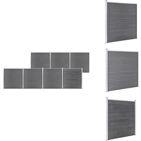 Gartenzaun WPC 1218x186 cm Grau - Holz-Zaun - WPC-Zaun - Gartenzaun - Privacy Screen - Sicherheitszaun