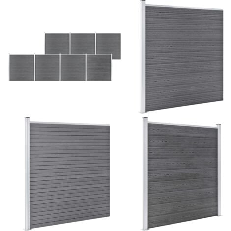 Gartenzaun WPC 1218x186 cm Grau - Holz-Zaun - WPC-Zaun - Gartenzaun - Privacy Screen - Sicherheitszaun - Home & Living