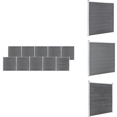 Gartenzaun WPC 1737x186 cm Grau - Gartenzaun - WPC Zaun - Holz-Kunststoff-Zaun - Grauer Zaun - Freisitzabgrenzung