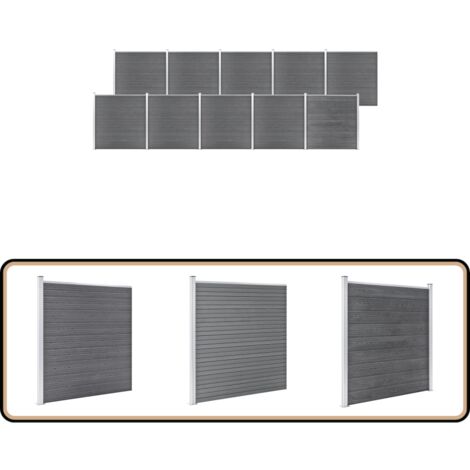 Gartenzaun WPC 1737x186 cm Grau - Gartenzaun - WPC Zaun - Holz-Kunststoff-Zaun - Grauer Zaun - Freisitzabgrenzung