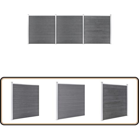 Gartenzaun WPC 526x186 cm Grau - Gartenzaun - WPC Zaun - Grauer Zaun - Terrasse Zaun - Privacy Screen