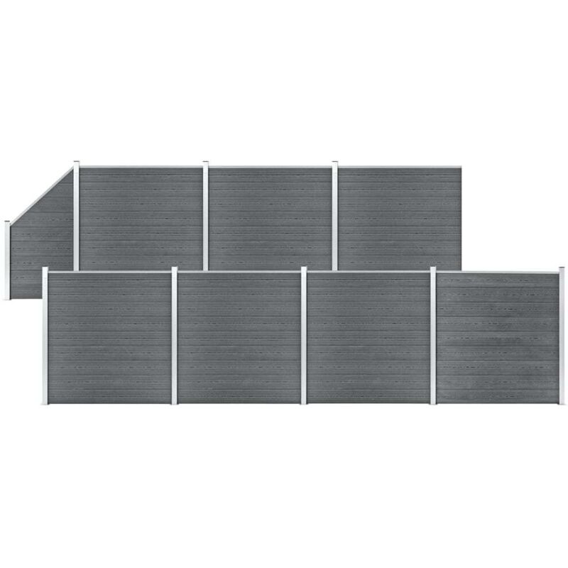 Vidaxl - Wpc Zaun-set 7 Quadrate + 1 Schräge 1311x186 Cm Grau