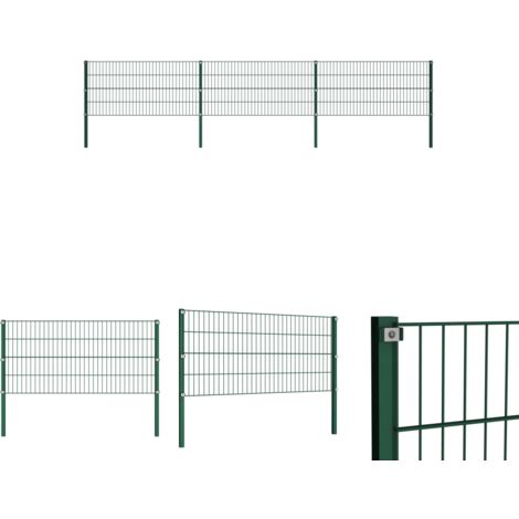 Gartenzaunpfosten - vidaXL Zaunelement mit Pfosten Eisen 522 x 80 cm Grün - Zaunmatten