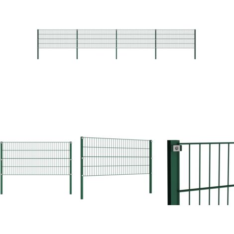 Gartenzaunpfosten - vidaXL Zaunelement mit Pfosten Eisen 694,5 x 80 cm Grün - Zaunmatten