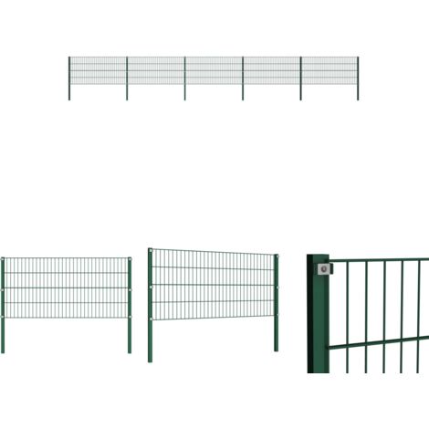 Gartenzaunpfosten - vidaXL Zaunelement mit Pfosten Eisen 867 x 80 cm Grün - Zaunmatten
